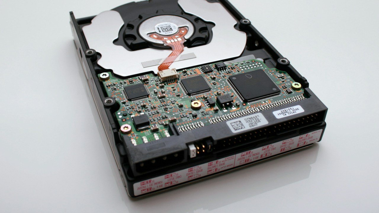Open hard drive platter and digital data storage recovery equipment