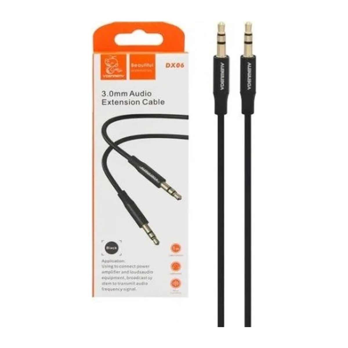 VDENMENV DX06 3.0mm Audio Extension Cable 1m Black
