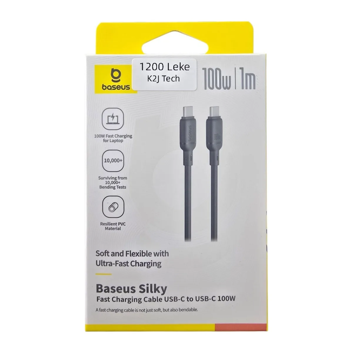 Kabllo Baseus Silky USB-C në USB-C 100W 1m