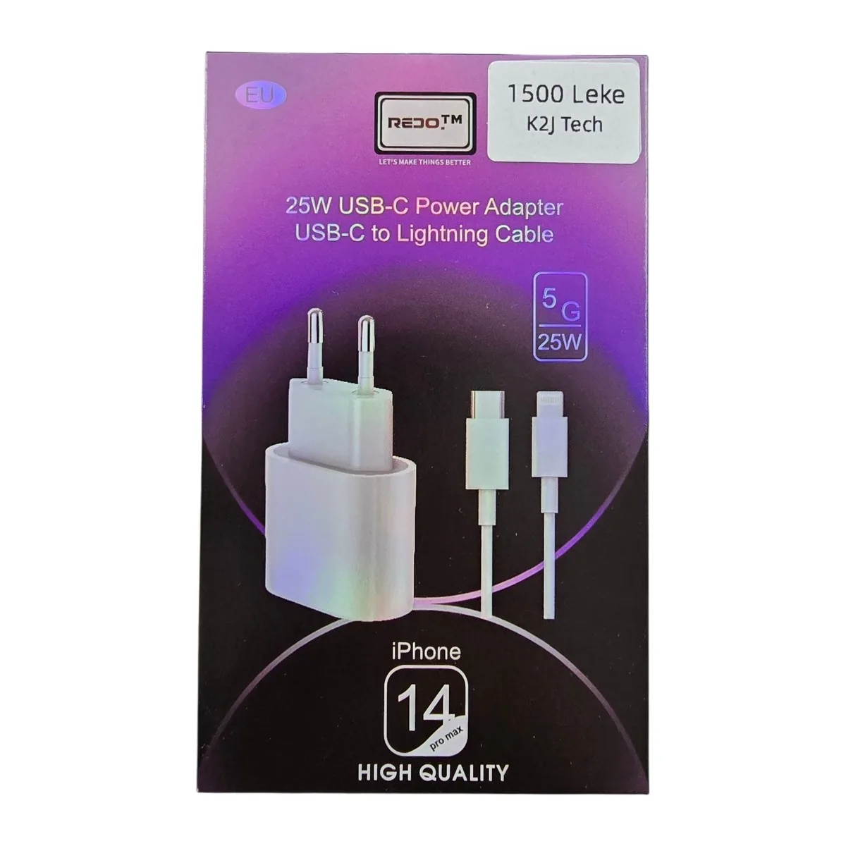 Caricatore Redo 25W USB-C con cavo USB-C a Lightning