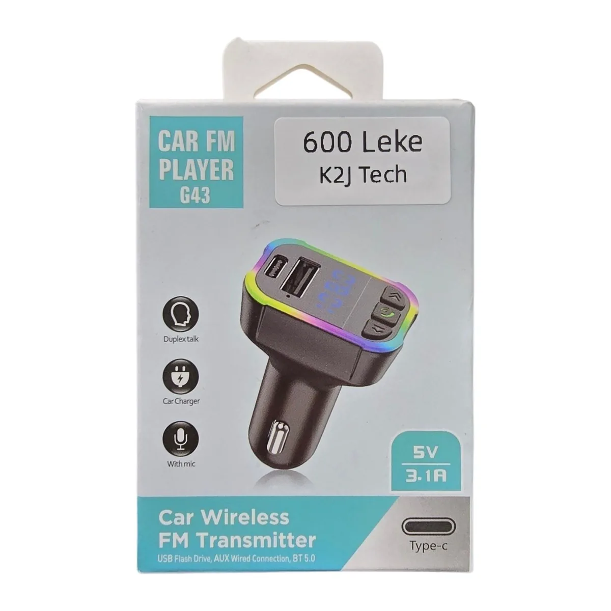 Transmetues FM makine G43 me Bluetooth 5.0