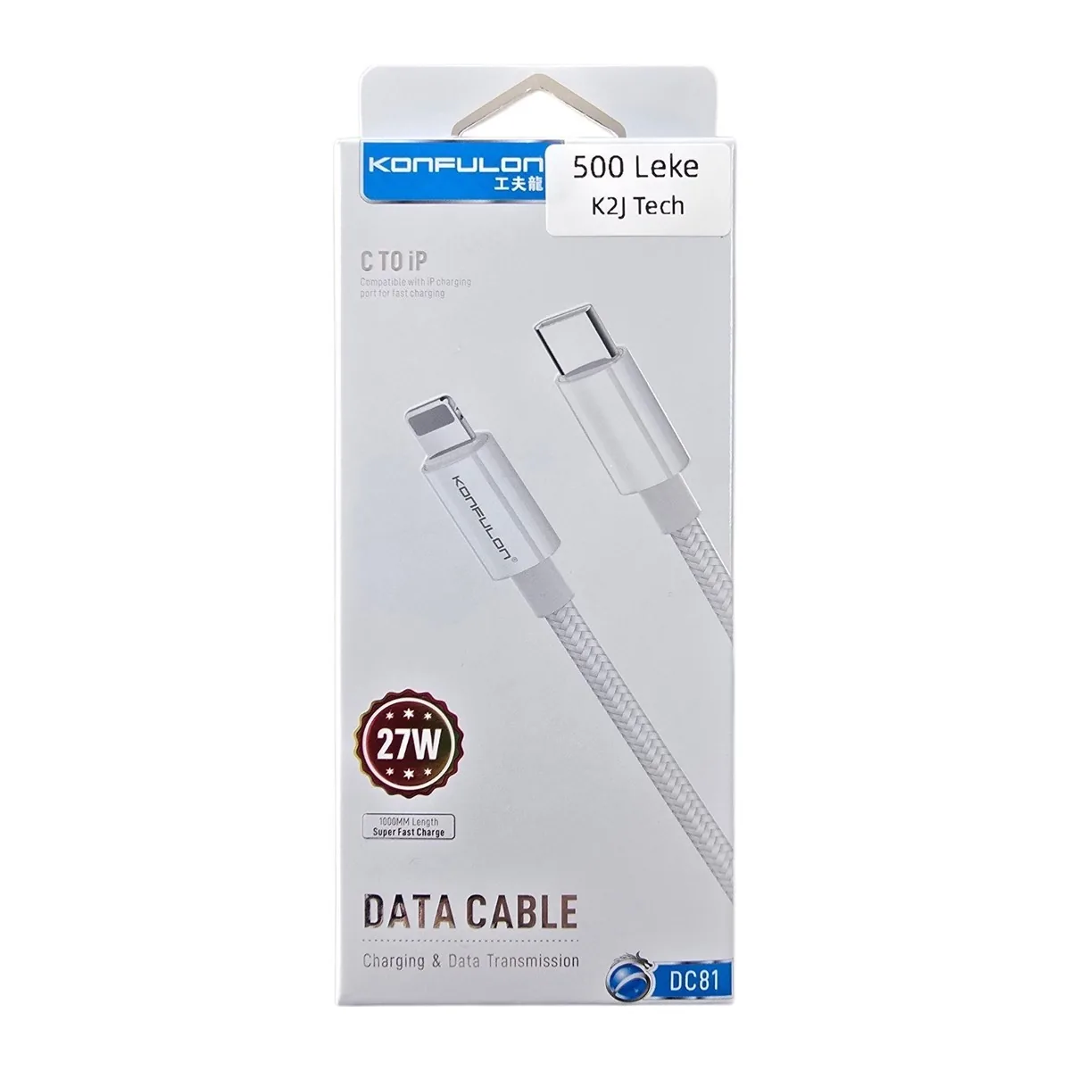 Konfulon DC81 USB-C to Lightning 27W Cable 1m