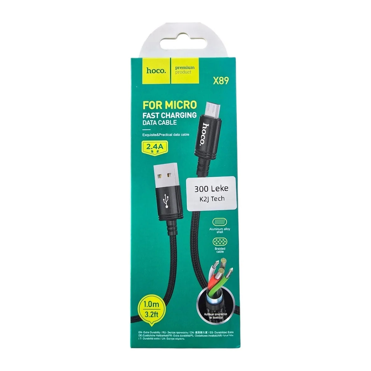 Hoco X89 USB-A to Micro USB 2.4A Fast Charging Cable 1m